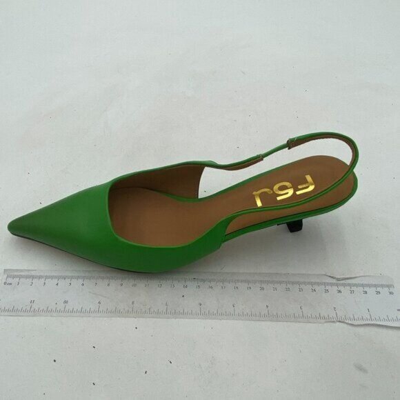 FSJ Women's Mid Kitten Heel Slingback Sandal Pointy Toe Sexy Pumps Comfortable - Picture 2 of 8